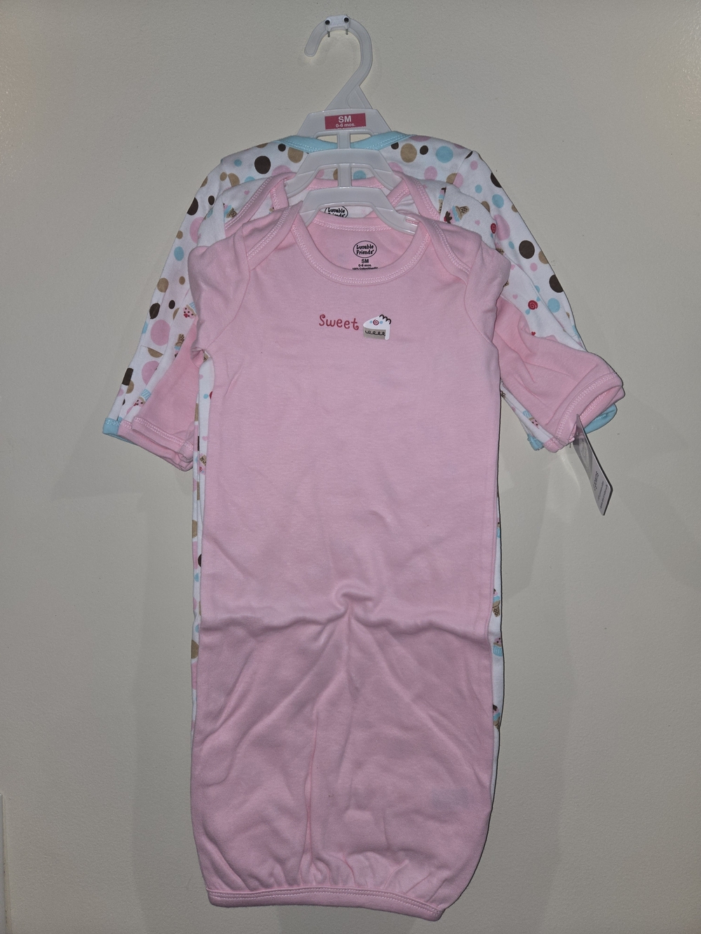 Luvable Friends Pink Infant Sleep Sack Set with Polka Dot Gown 0 To 6